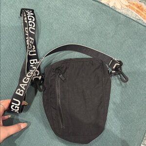 Baggu Black Crossbody Bag with Logo Strap